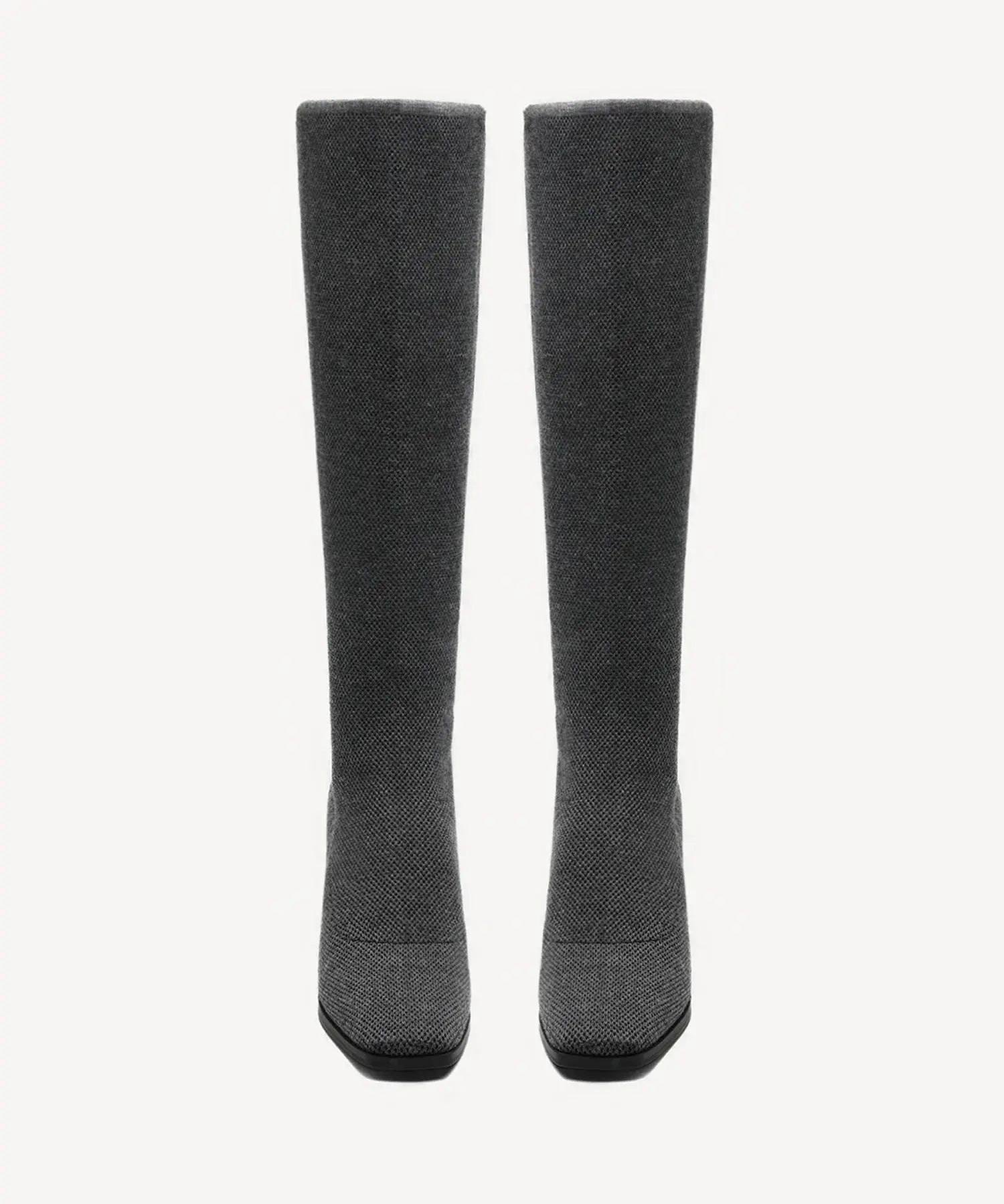 Cozy Woven Square Toe Block Heel High Boot