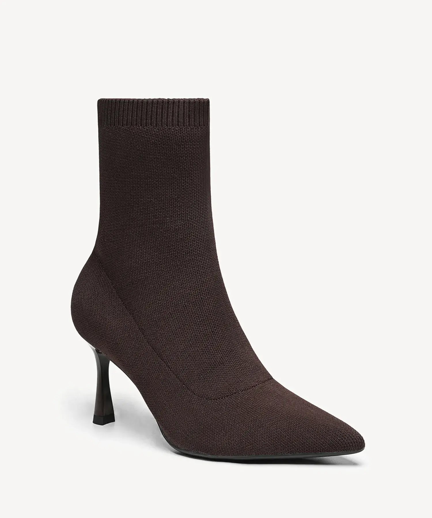 CloudMile Minimalist Pointed Toe Sock Ankle Boot - Coffee / US 12 | EU 44 | UK 10