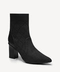 UrbanEase Pointed Toe Block Heel Ankle Boot - Black / US 8.5 | EU 39.5 | UK 6.5