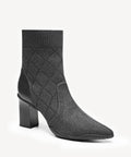 UrbanEase Pointed Toe Block Heel Ankle Boot - Dark Grey / US 9 | EU 40 | UK 7