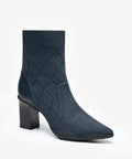 UrbanEase Pointed Toe Block Heel Ankle Boot - Blue / US 8.5 | EU 39.5 | UK 6.5
