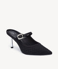GraceLithe Denim Pointed Toe Heeled Mule - Black / US 8 | EU 39 | UK 6