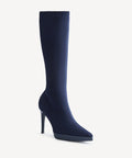 Moodboots Pointed Toe Platform High Boot - Navy Blue / US 6 | EU 36.5 | UK 4