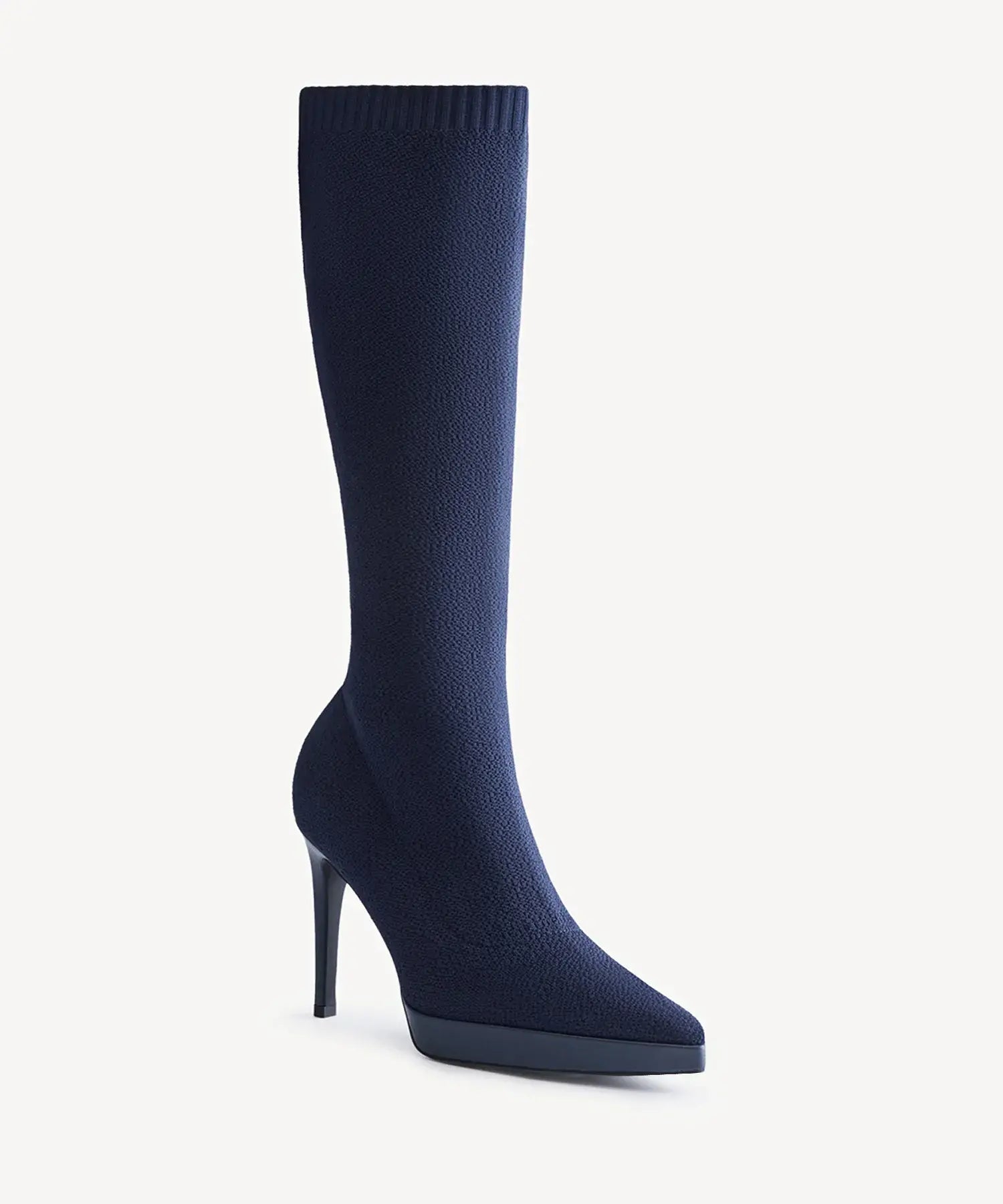 Moodboots Pointed Toe Platform High Boot - Navy Blue / US 6 | EU 36.5 | UK 4