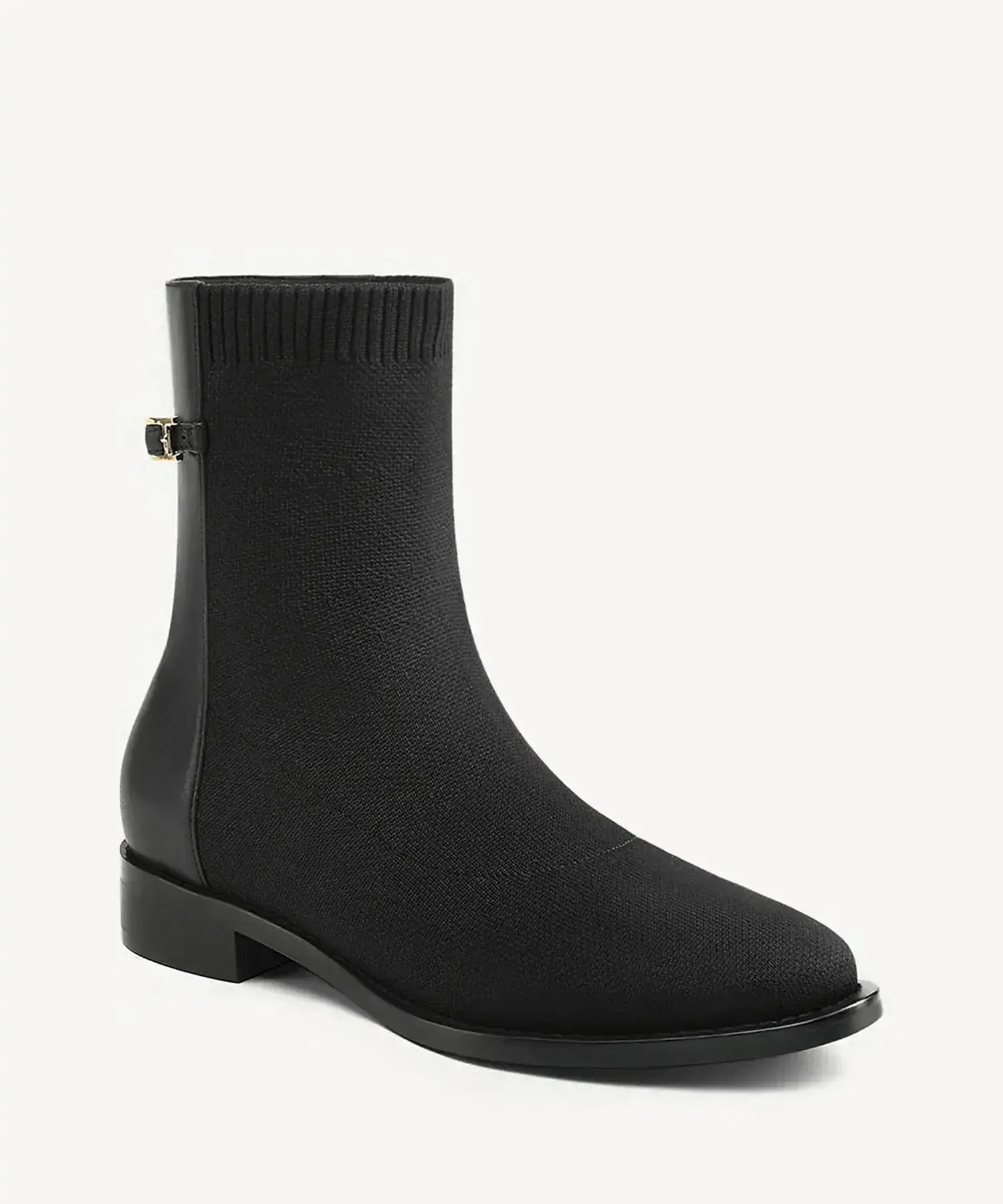EaseWalk Round Toe Sock Flat Ankle Boot - Black / US 10 | EU 41.5 | UK 8