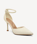 Bicolor Strapped Pointed Toe Stiletto Pump - White / US 7.5 | EU 38 | UK 5.5
