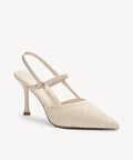 GlimmerLine Pointed Toe Stiletto Heeled Slingback - Cream / US 7.5 | EU 38 | UK 5.5