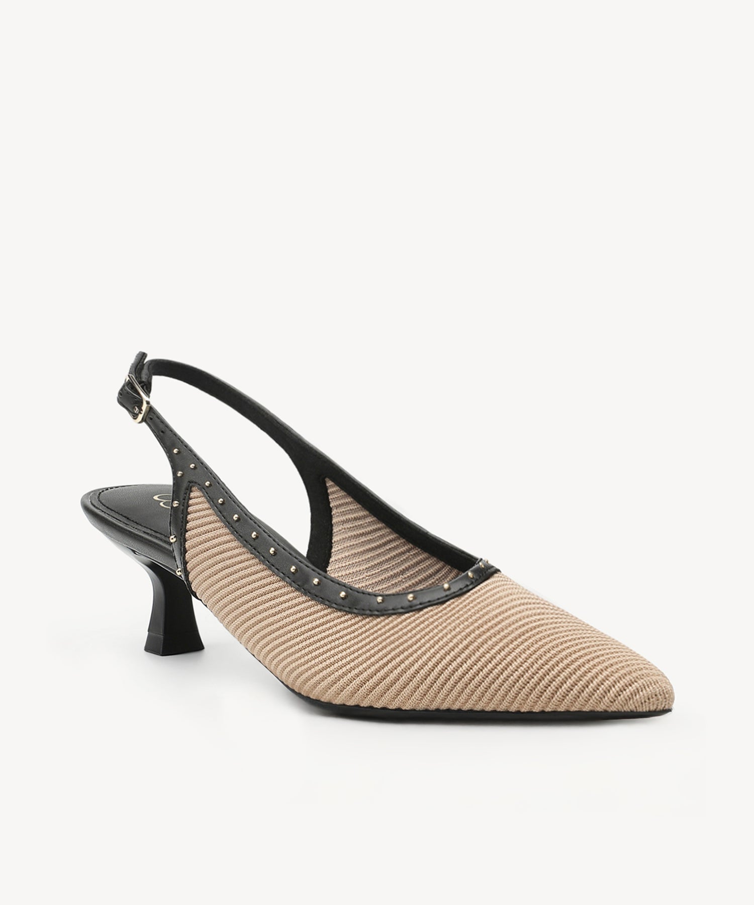 Stud-Trim Elegant Kitten Heeled Slingback - Apricot / US 7.5 | EU 38 | UK 5.5