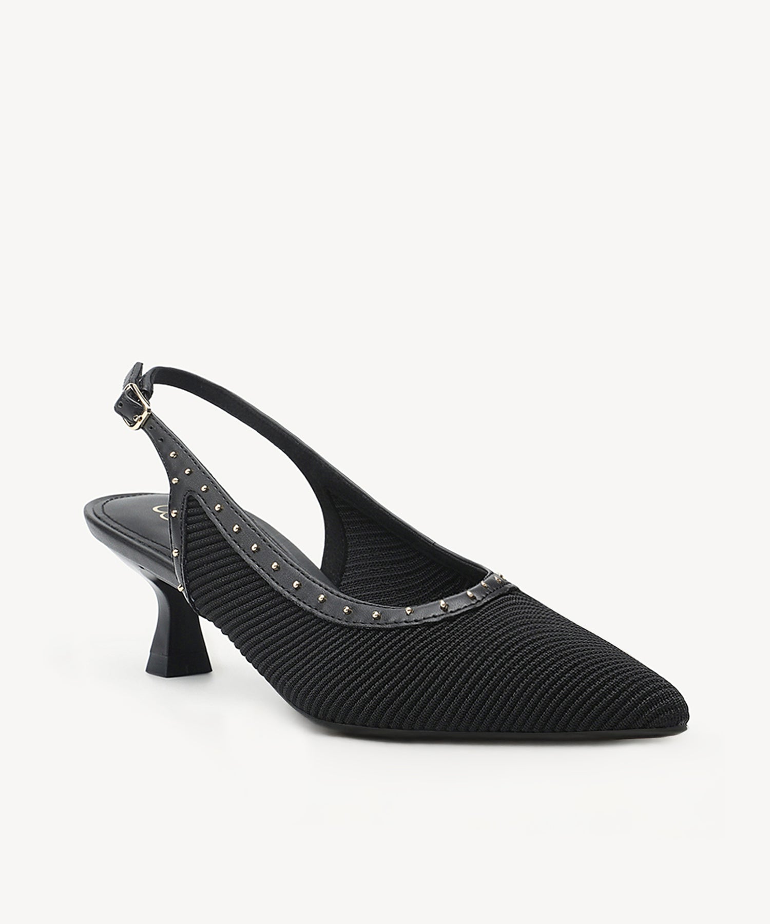 Stud-Trim Elegant Kitten Heeled Slingback - Black / US 6.5 | EU 37 | UK 4.5