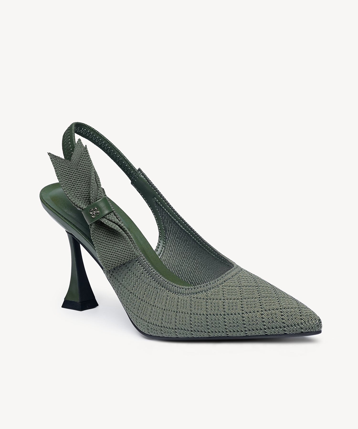 EverLush Bowknot Pointed Toe Heeled Slingback - Dark Green / US 7.5 | EU 38 | UK 5.5
