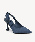 EverLush Bowknot Pointed Toe Heeled Slingback - Navy Blue / US 9.5 | EU 41 | UK 7.5