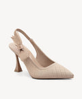 EverLush Bowknot Pointed Toe Heeled Slingback - Apricot / US 8 | EU 39 | UK 6
