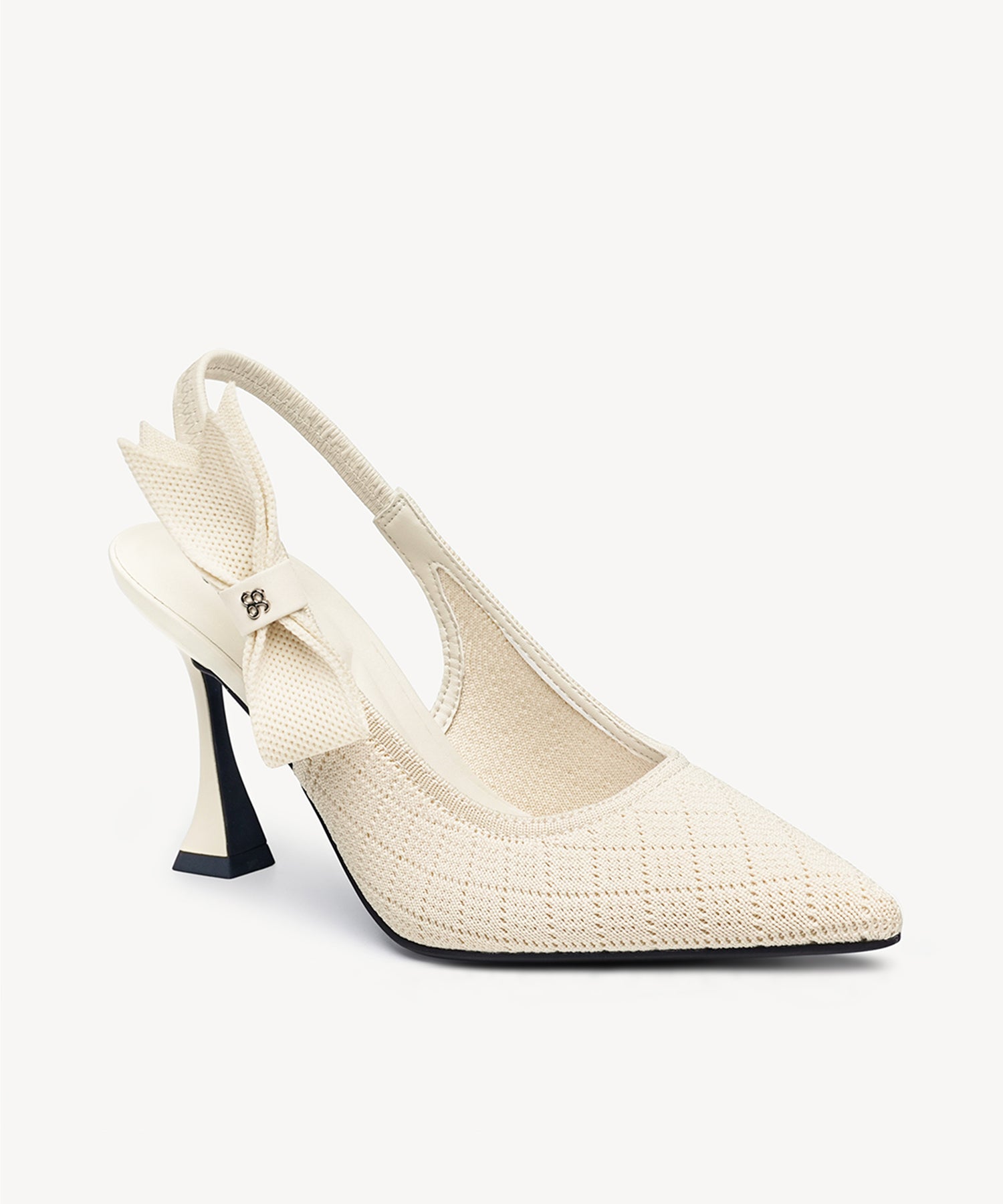EverLush Bowknot Pointed Toe Heeled Slingback - Cream / US 8.5 | EU 39.5 | UK 6.5