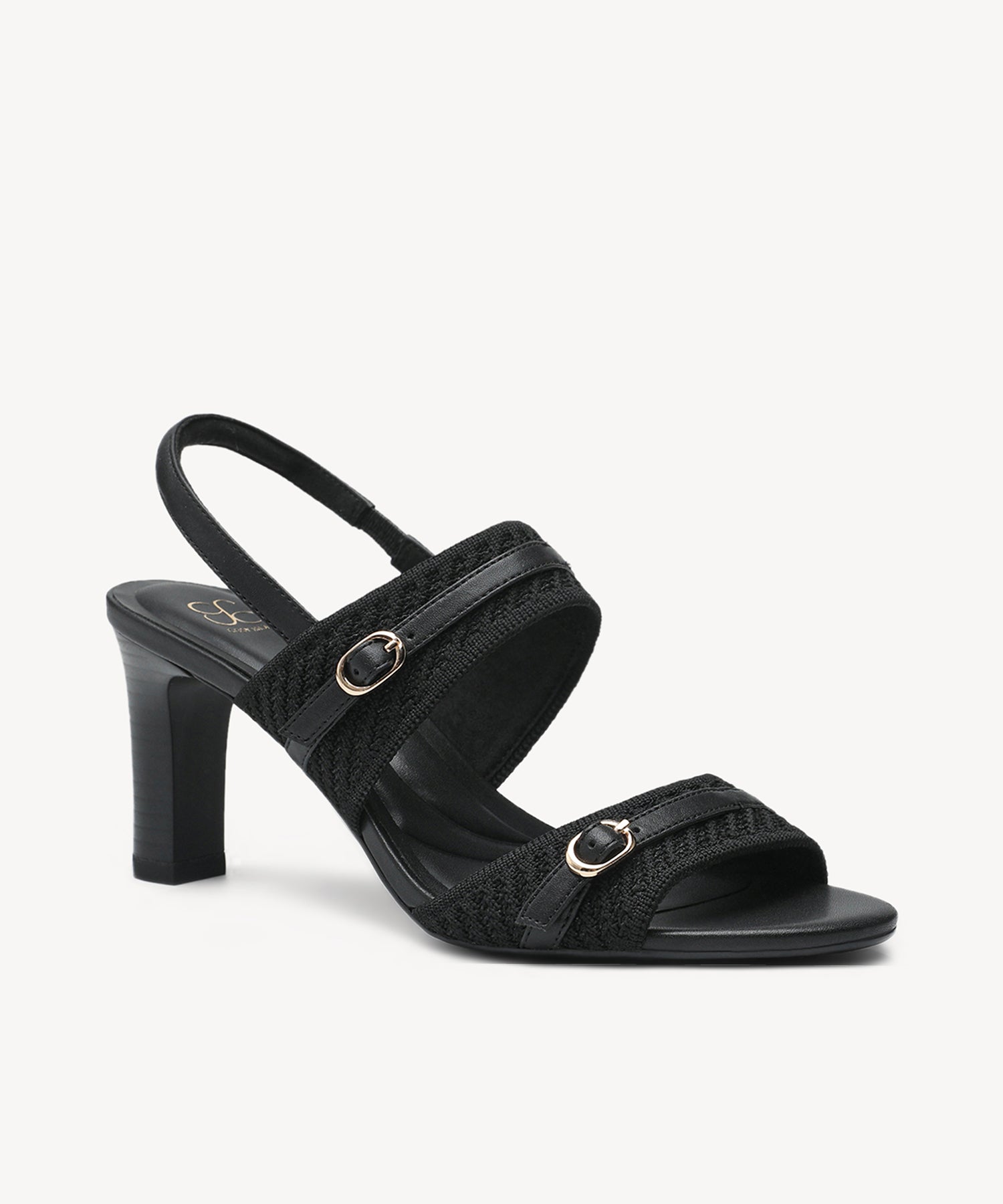 SteadyWeave Block Heeled Double Strap Sandal - Black / US 11 | EU 42.5 | UK 9