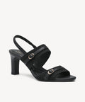 SteadyWeave Block Heeled Double Strap Sandal - Black / US 8 | EU 39 | UK 6