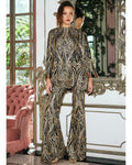 Gold Embroidered Flared Pant Set By KYNAH, Luxury Indian Fashion & Bridal Wear