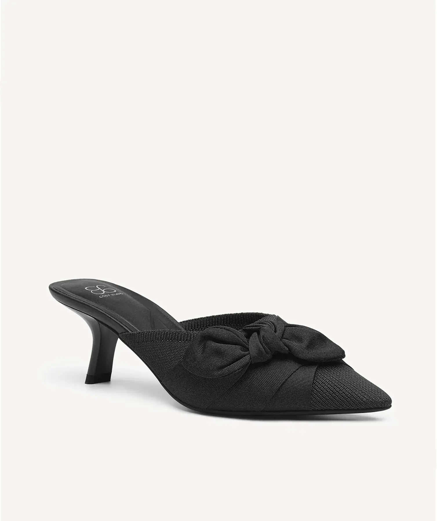 BelleKnot Pointed Toe Heeled Mule - Black / US 8 | EU 39 | UK 6