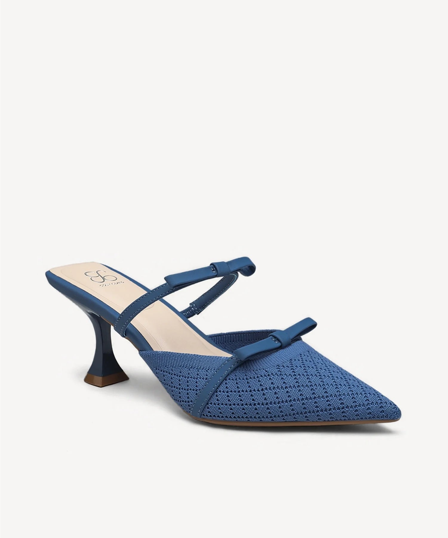 Bowtention Pointed Toe Heeled Mule - Blue / US 7 | EU 37.5 | UK 5