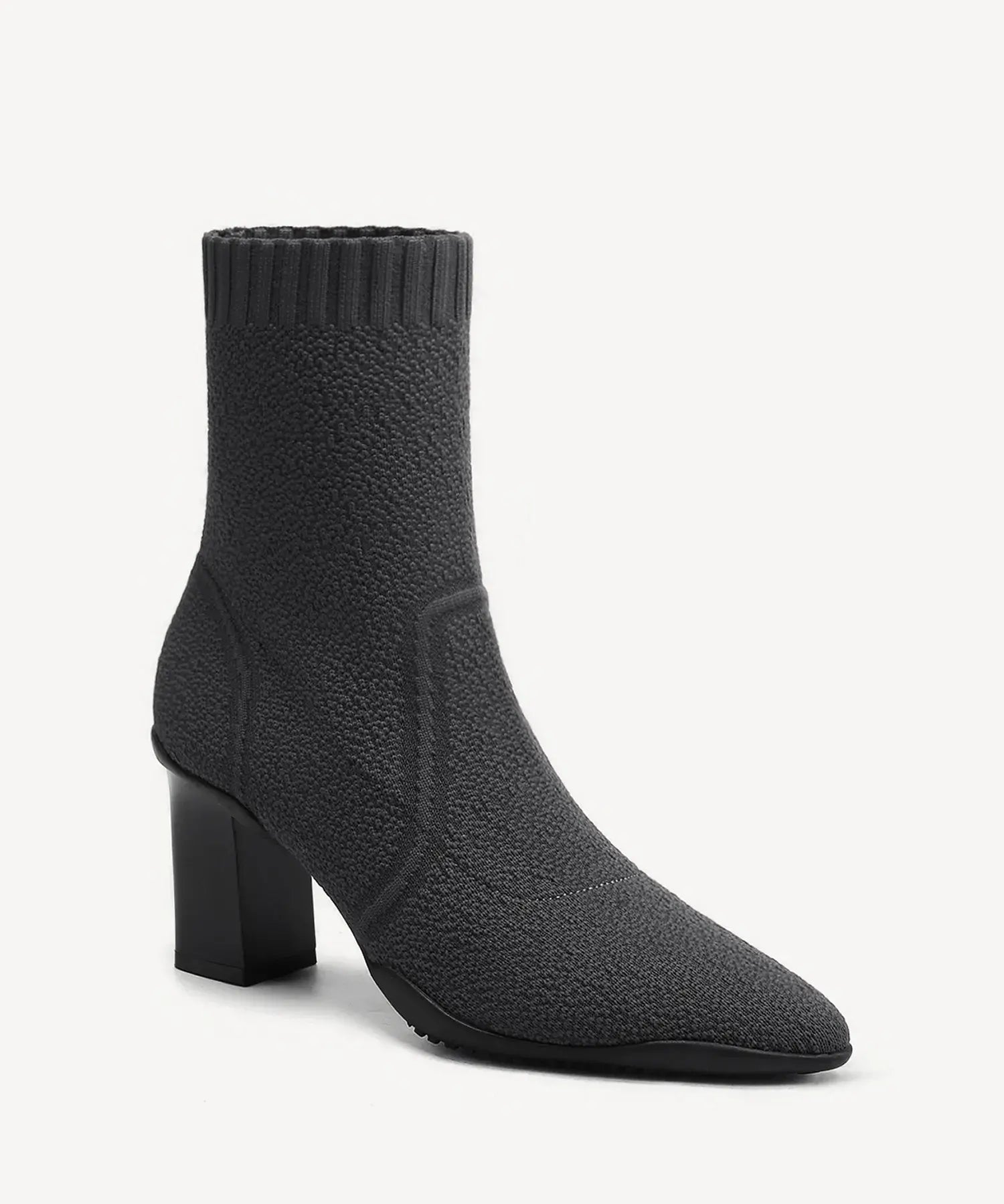 BelleVoyage Block Pointed Toe Sock Ankle Boot - Dark Grey / US 6.5 | EU 37 | UK 4.5