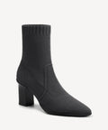 BelleVoyage Block Pointed Toe Sock Ankle Boot - Dark Grey / US 9.5 | EU 41 | UK 7.5