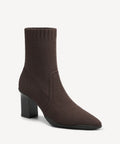 BelleVoyage Block Pointed Toe Sock Ankle Boot - Coffee / US 8.5 | EU 39.5 | UK 6.5