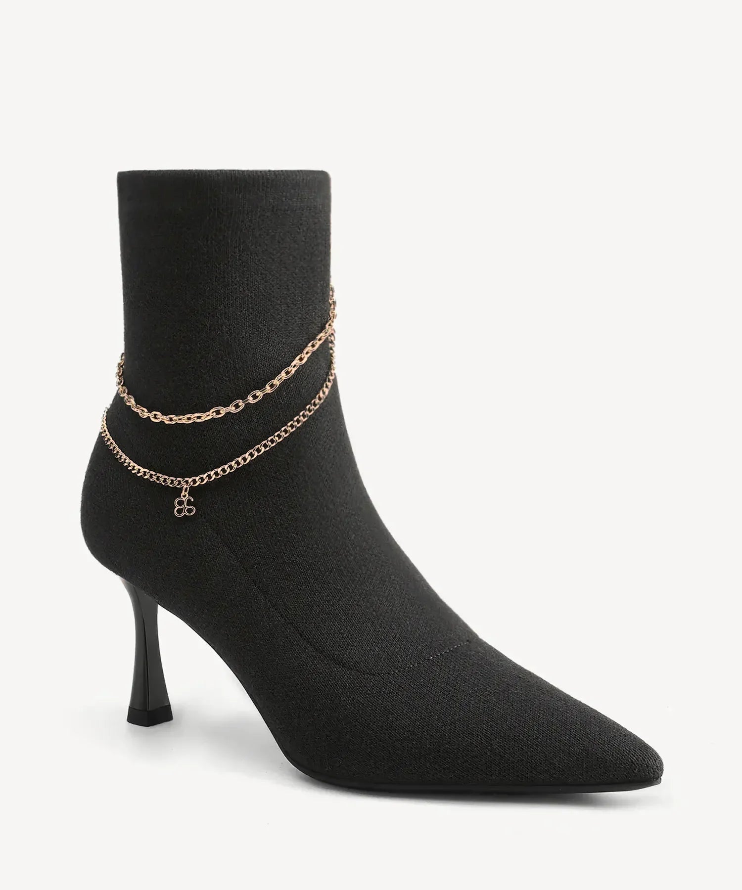 Trendy Chain Luxe Pointed Toe Ankle Boot - Black / US 5 | EU 35 | UK 3