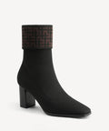 UrbanCuff Square Toe Block Heeled Ankle Boot - Monogram Black / US 10 | EU 41.5 | UK 8