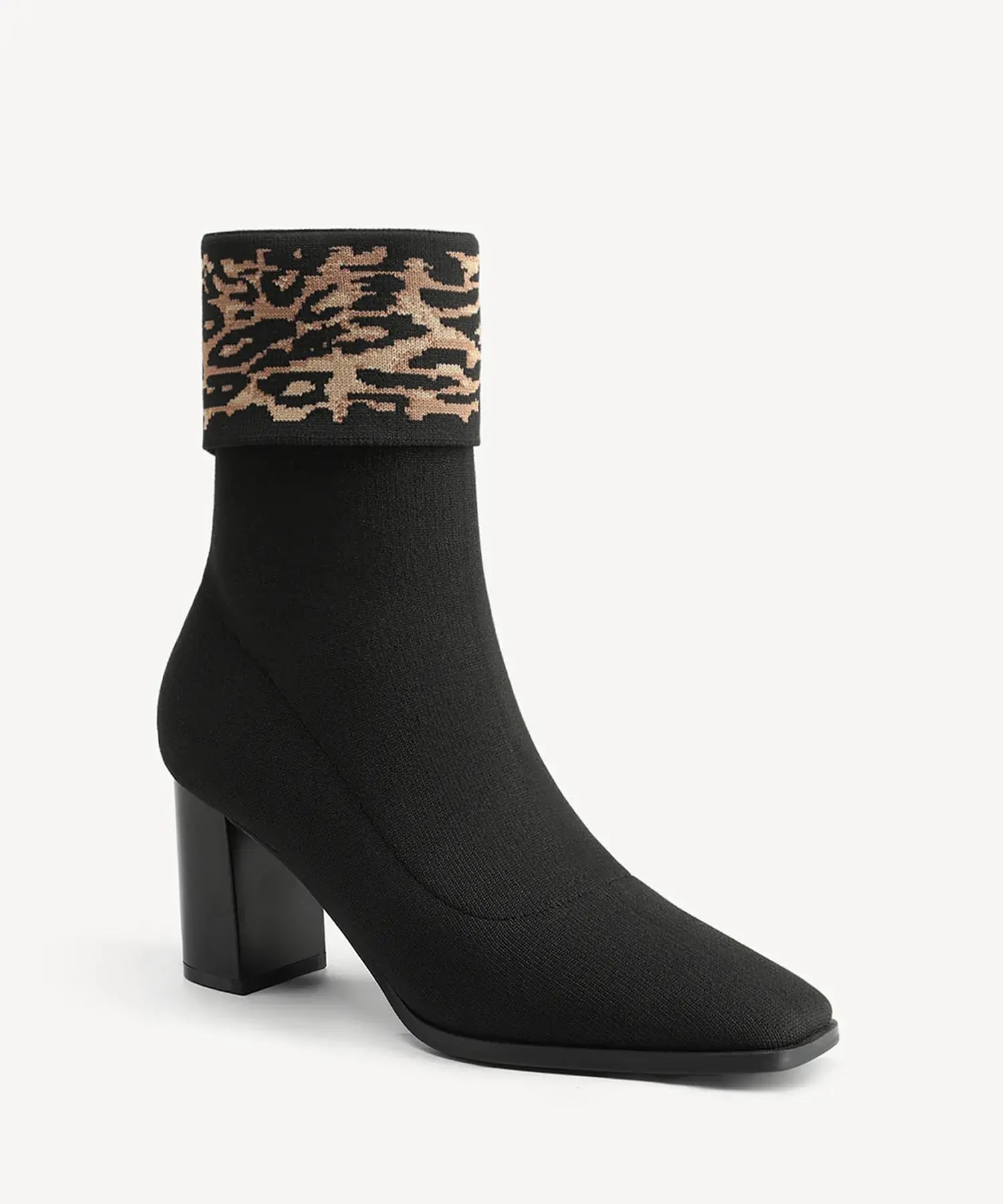 UrbanCuff Square Toe Block Heeled Ankle Boot - Leopard / US 7.5 | EU 38 | UK 5.5