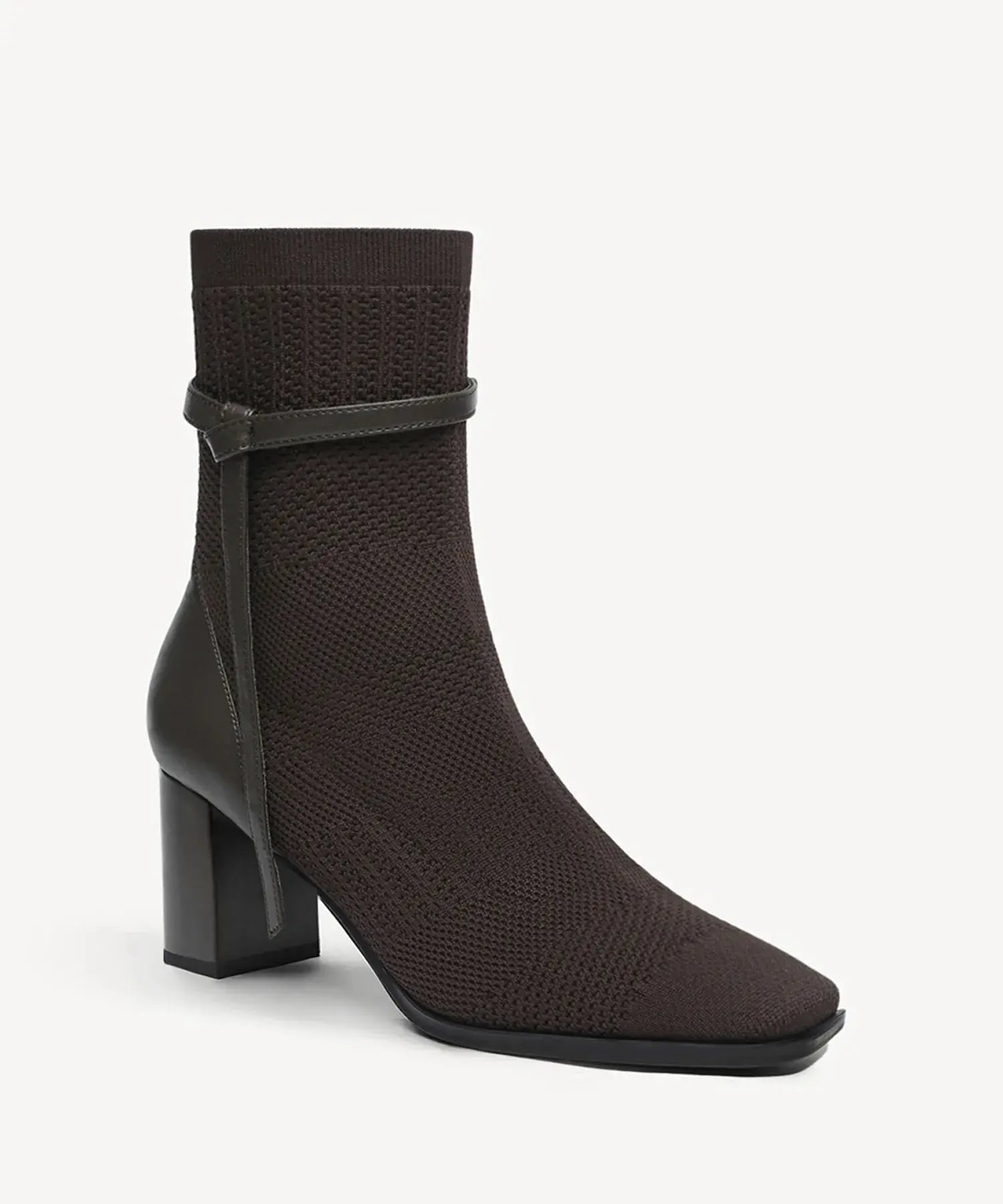 AmberGlow Square Toe Heeled Ankle Boot - Ultra Warm - ThermoWarm / Coffee / US 10 | EU 41.5 | UK 8