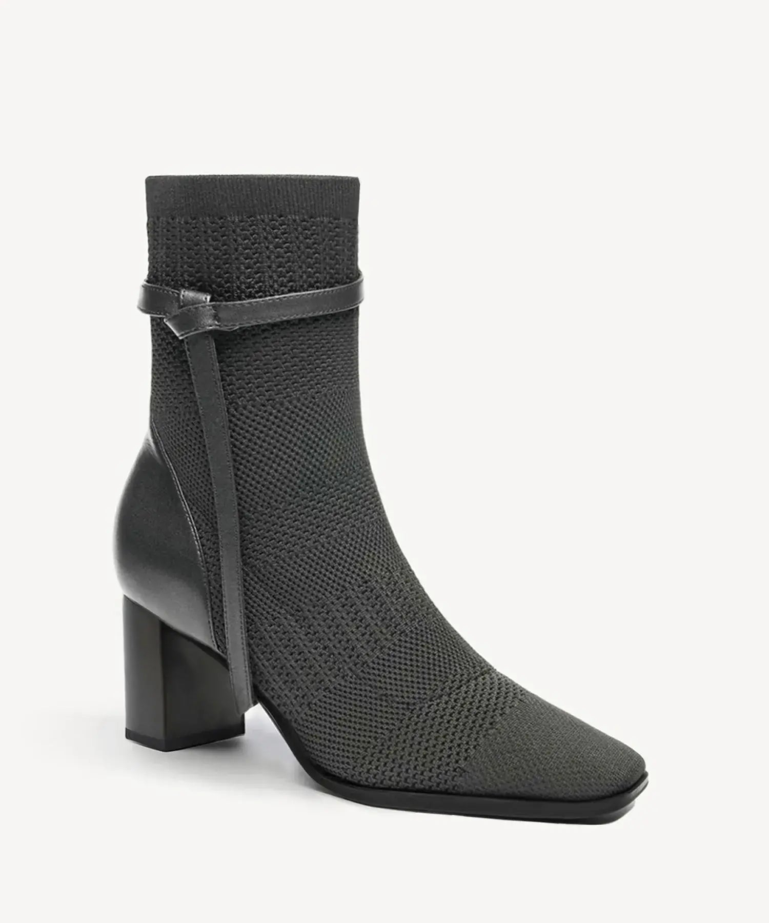 AmberGlow Square Toe Heeled Ankle Boot - Ultra Warm - ThermoWarm / Grey / US 8.5 | EU 39.5 | UK 6.5