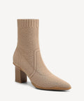 BelleVoyage Block Pointed Toe Sock Ankle Boot - Apricot / US 5 | EU 35 | UK 3