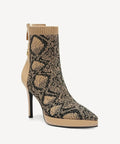 SassyMove Pointed Toe Soles Ankle Boot - Apricot Snake Print / US 11 | EU 42.5 | UK 9