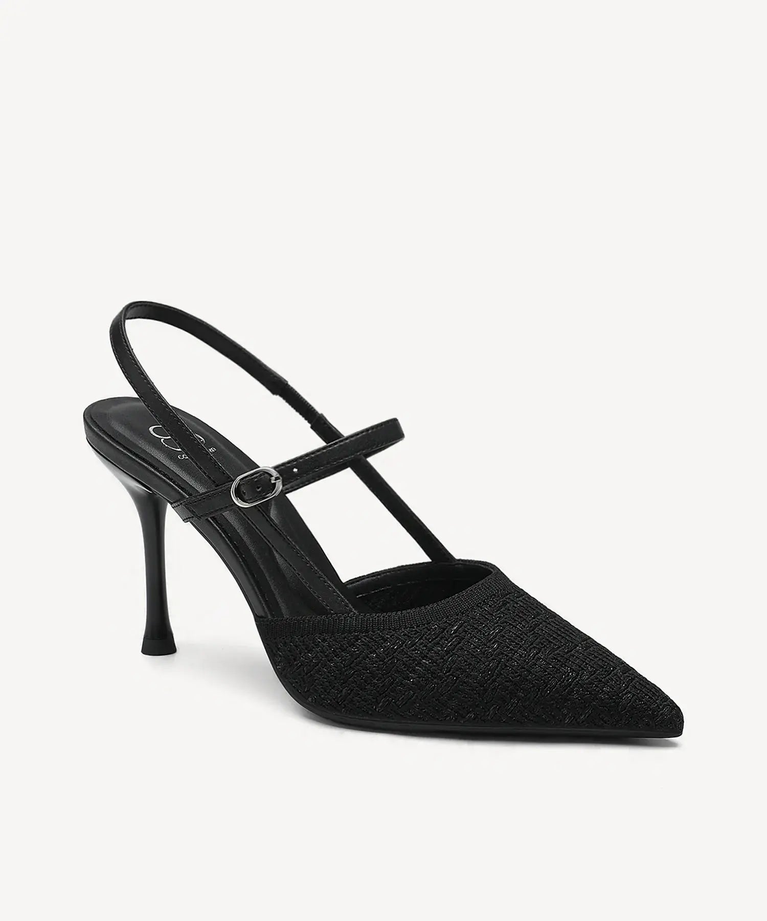 GlimmerLine Pointed Toe Stiletto Heeled Slingback - Black / US 6.5 | EU 37 | UK 4.5