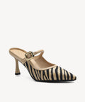 GraceLithe Pointed Toe Heeled Mule - Apricot Zebra / Regular (A-C) / US 9 | EU 40 | UK 7