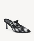 GraceLithe Denim Pointed Toe Heeled Mule - Black/White / US 8 | EU 39 | UK 6