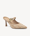 GraceLithe Pointed Toe Heeled Mule - Embroidery Apricot / Regular (A-C) / US 11 | EU 42.5 | UK 9