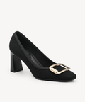 Signature Buckle Square Toe Heeled Pump - MoonNight / US 8 | EU 39 | UK 6