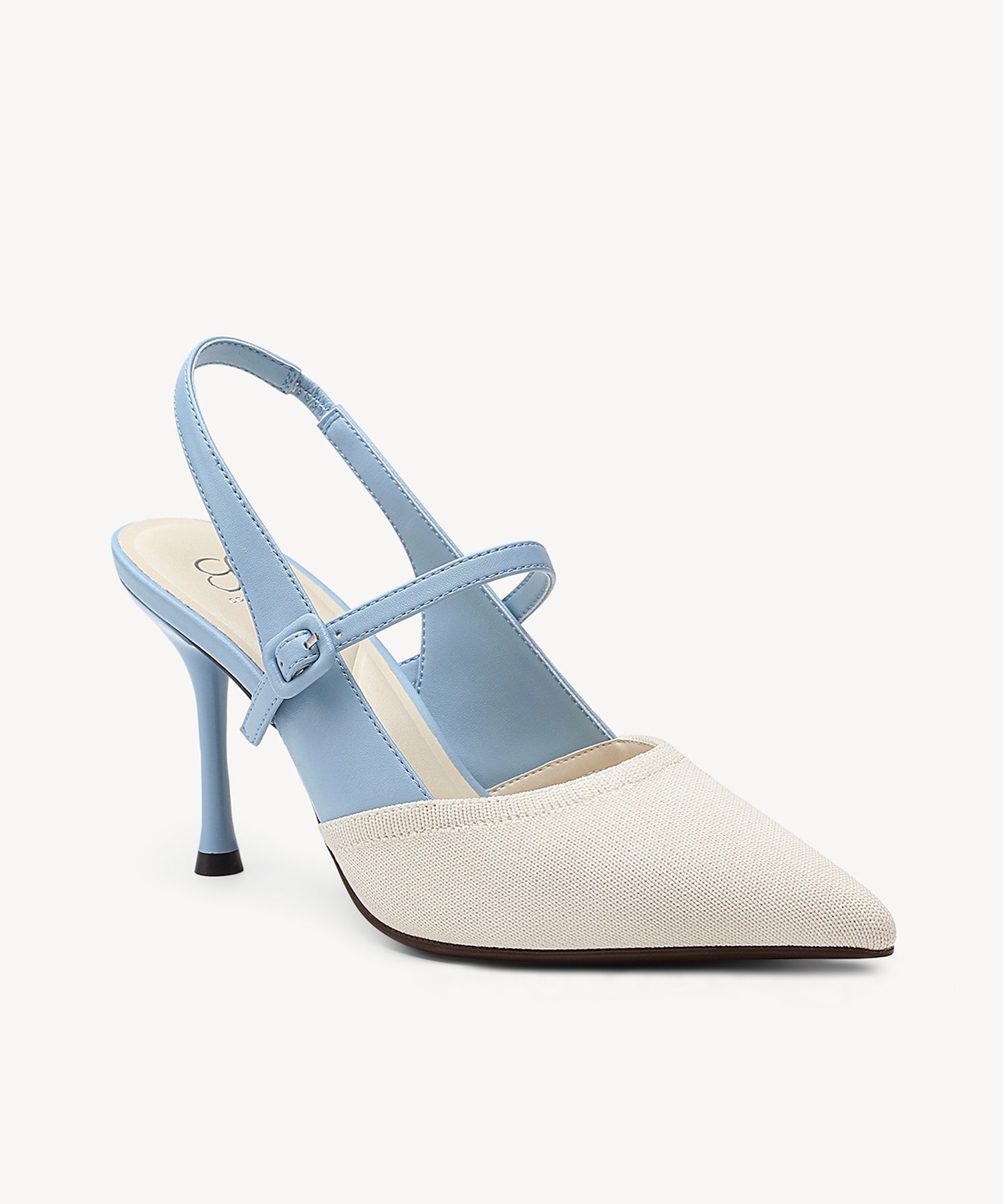 StrikeStep Elegant Stiletto Heeled Slingback - White/Blue / US 5 | EU 35 | UK 3