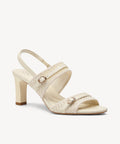 SteadyWeave Block Heeled Double Strap Sandal - Cream / US 5 | EU 35 | UK 3