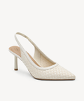 GraceWeave Pointed Toe Stiletto Heeled Slingback - Cream / US 8 | EU 39 | UK 6