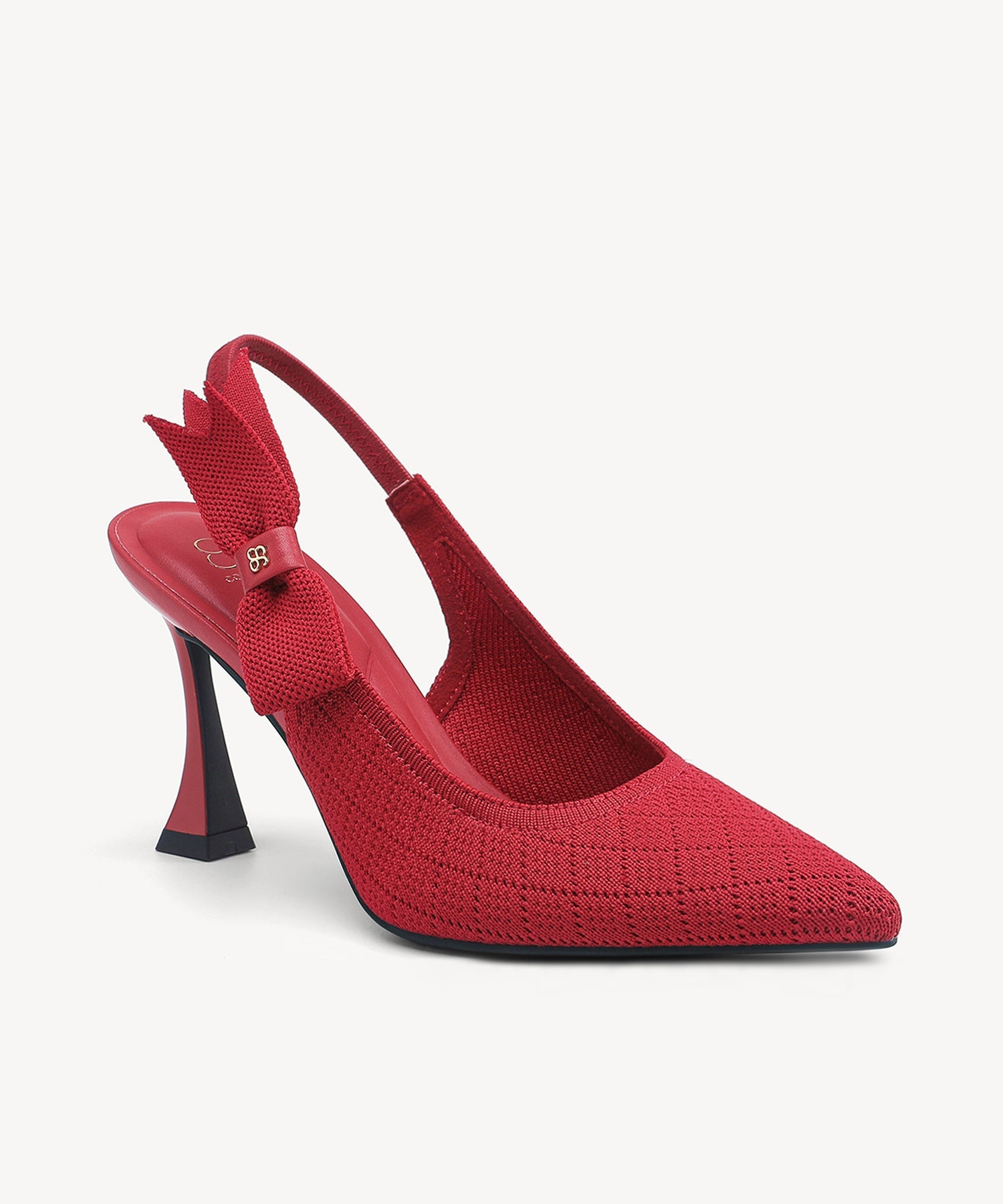EverLush Bowknot Pointed Toe Heeled Slingback - Red / US 7 | EU 37.5 | UK 5
