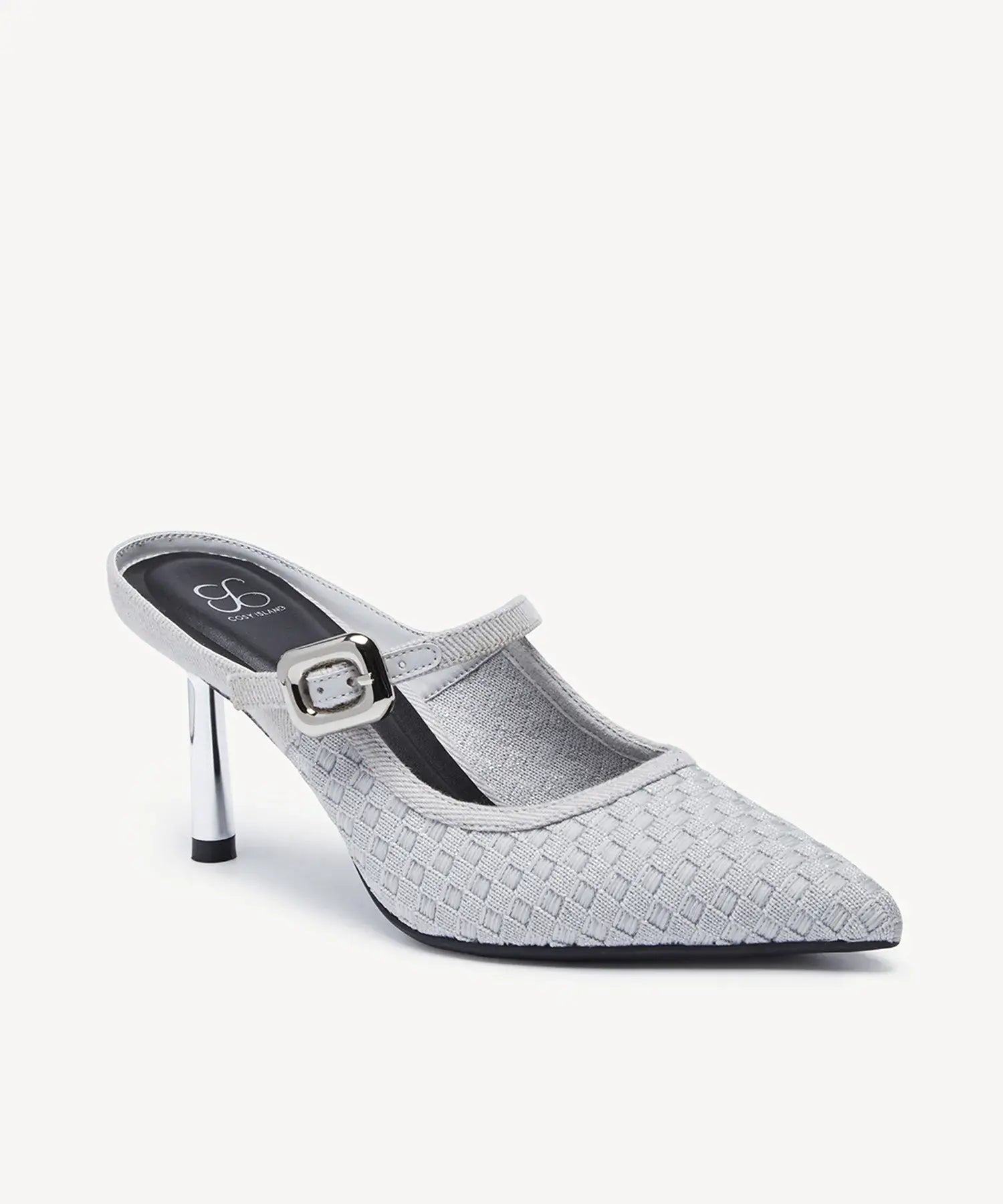 GraceLithe Denim Pointed Toe Heeled Mule - Silver Grey / US 5 | EU 35 | UK 3