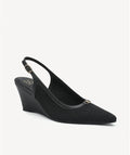 BreezeLift Pointed Toe Wedge Slingback - Black / US 10 | EU 41.5 | UK 8