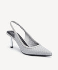 GraceWeave Pointed Toe Stiletto Heeled Slingback - Silver Grey / US 10 | EU 41.5 | UK 8