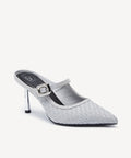 GraceLithe Denim Pointed Toe Heeled Mule - Silver Grey / US 8 | EU 39 | UK 6