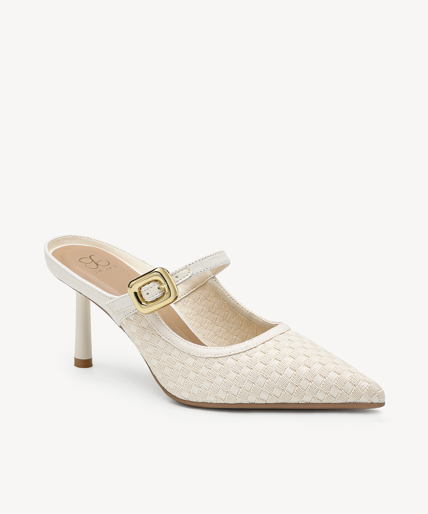 GraceLithe Denim Pointed Toe Heeled Mule - Cream / US 5 | EU 35 | UK 3