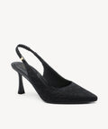 EmbroDance Elegant Stiletto Heeled Slingback - Embroidery Black / US 7 | EU 37.5 | UK 5