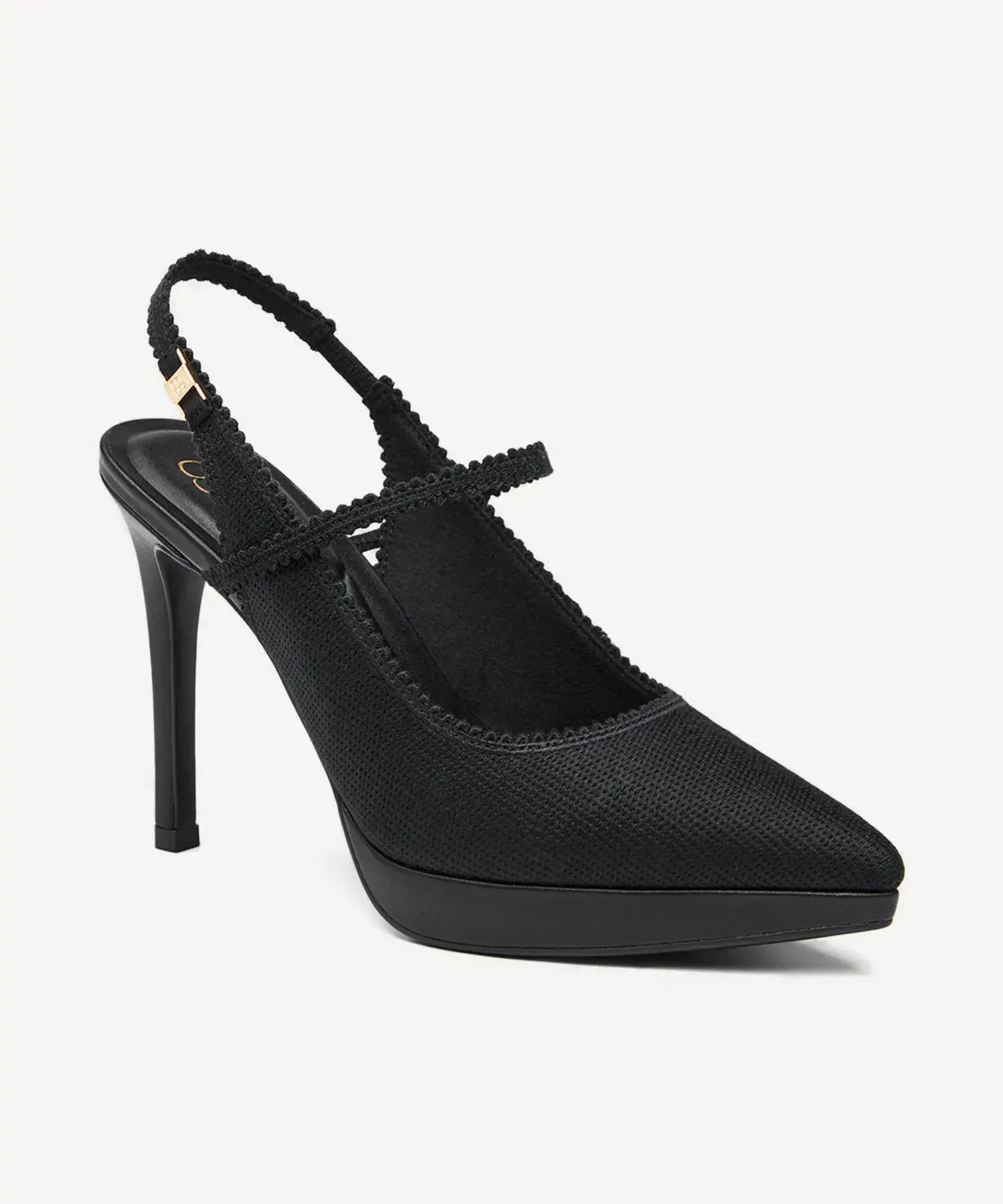 EmbroDance Pointed Toe Platform Heeled Slingback - Black / US 6 | EU 36.5 | UK 4