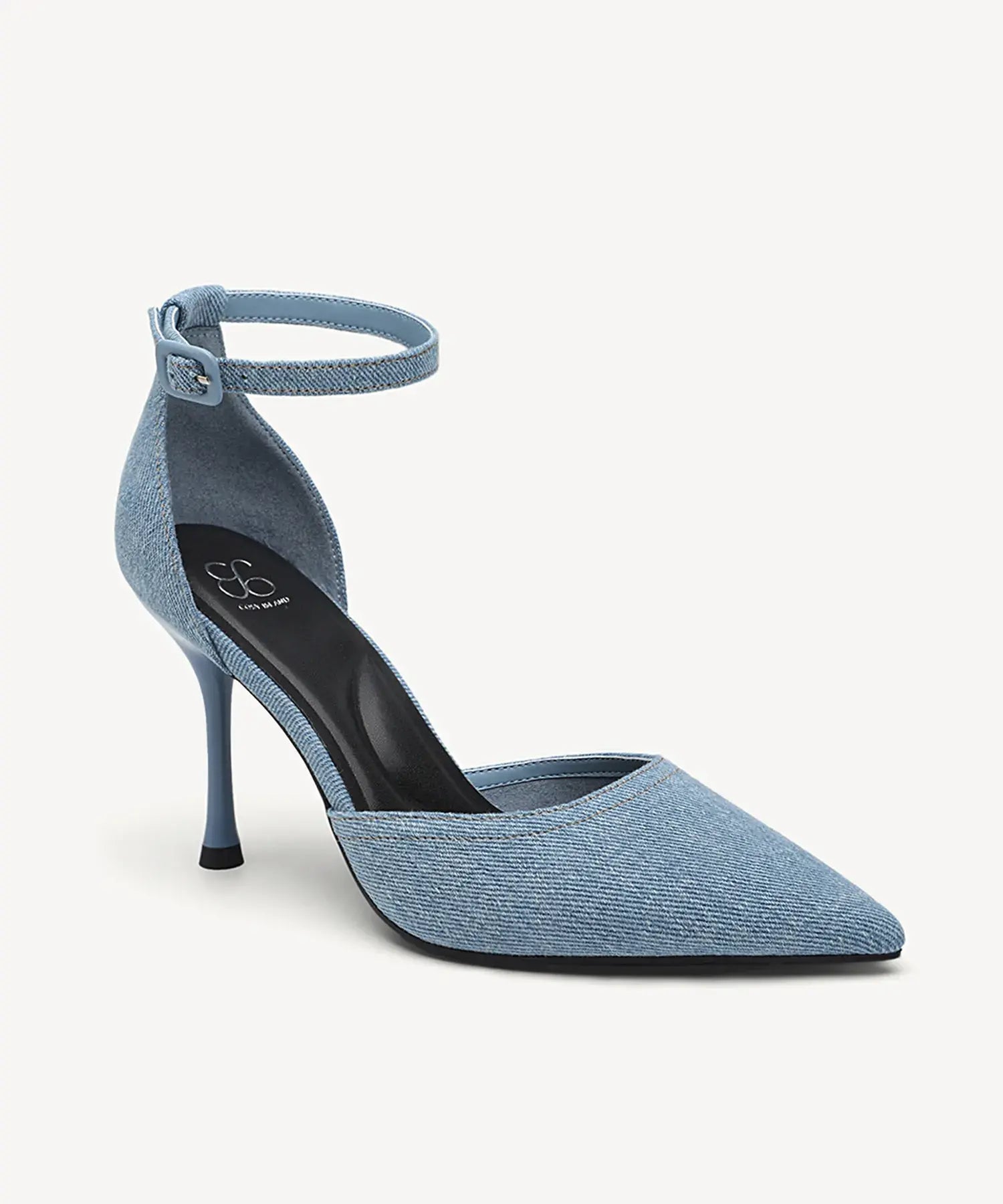 Bicolor Strapped Pointed Toe Stiletto Pump - Denim Blue / US 10 | EU 41.5 | UK 8