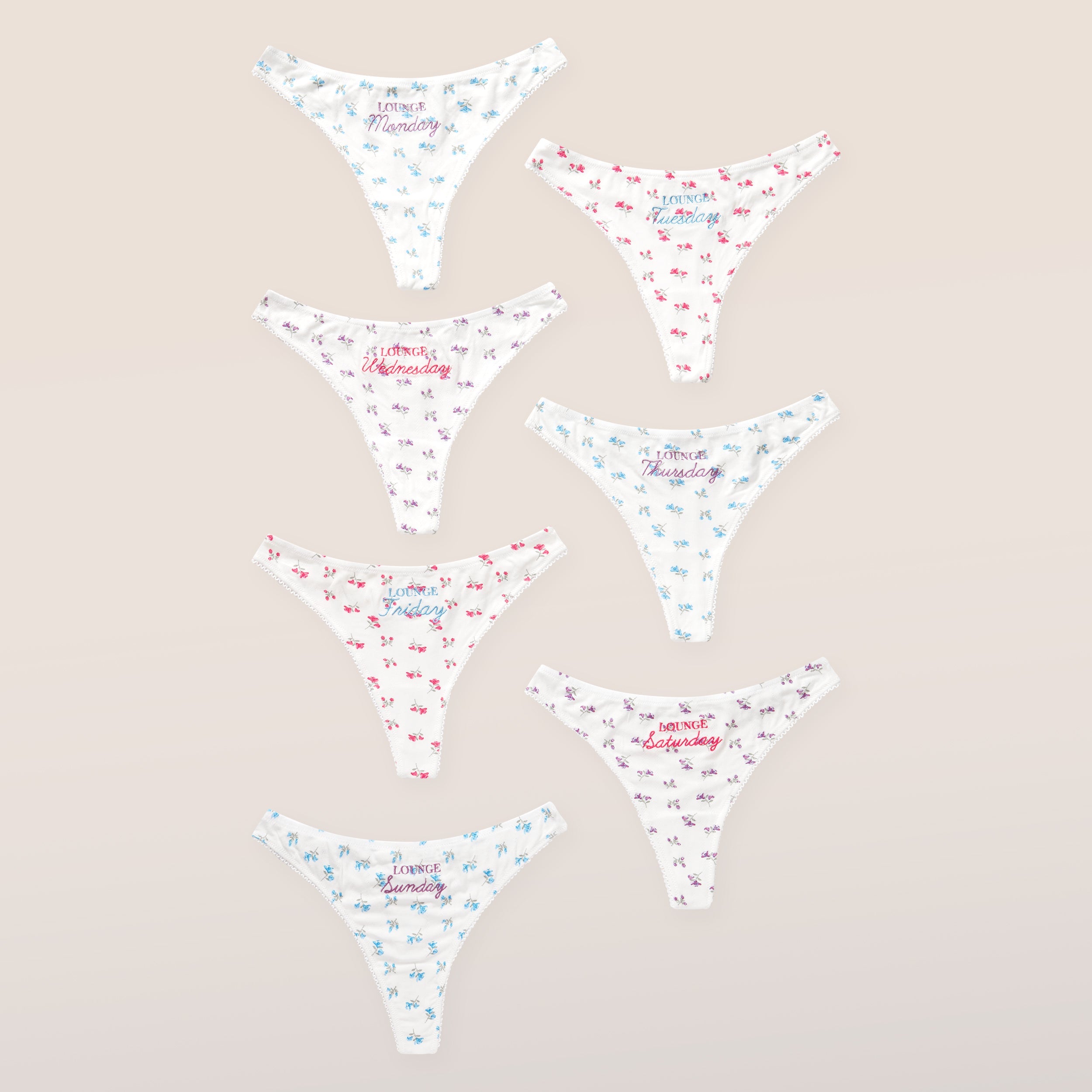 Lounge Underwear Days of the Week Thong (7 Pack) - Print